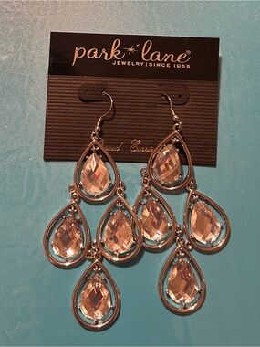 Park Lane Silver Clear Teardrop Chandelier Earrings